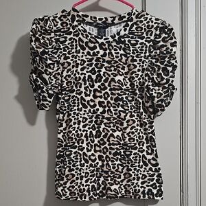 Rue21 Leopard Print Top with Puff Sleeves